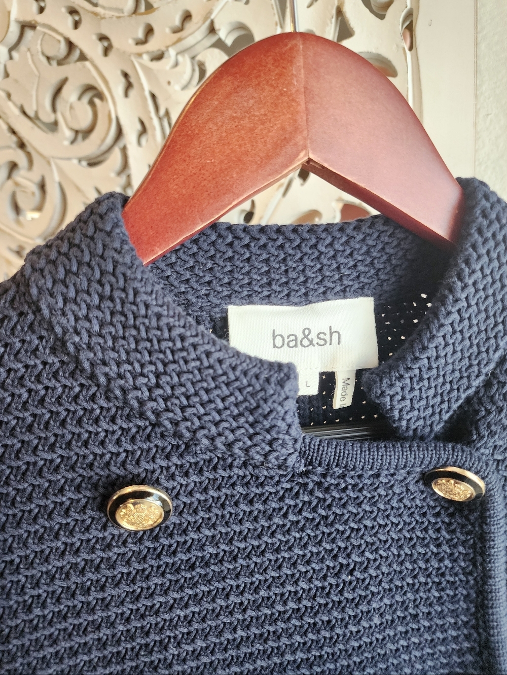 BA&SH LOUMAN LONG-SLEEVE CARDIGAN SIZE LARGE WOOL BLEND RETAIL $465 NWOT - Picture 16 of 16